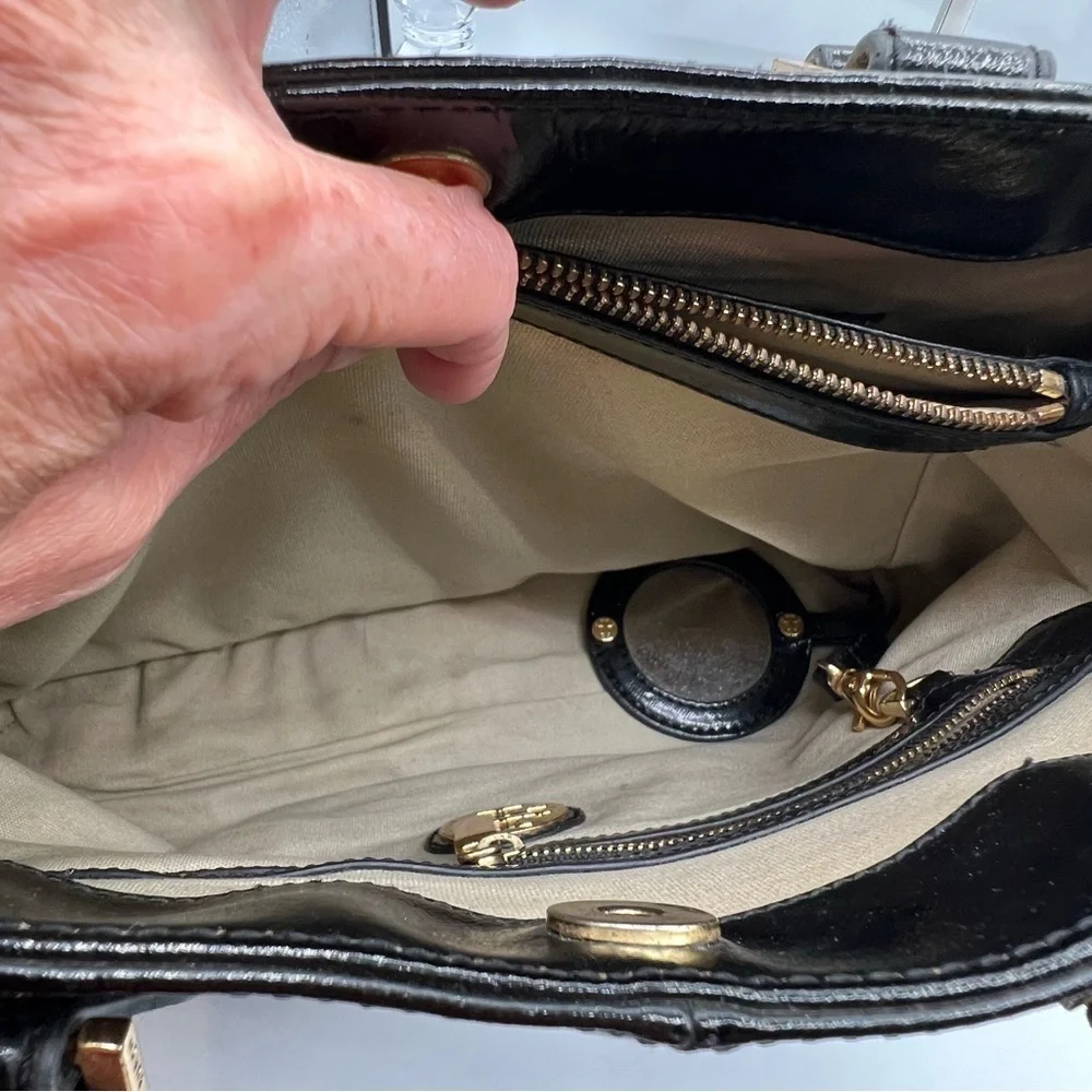 Tory Burch Black Leather Bag with Gold Accent - GUC